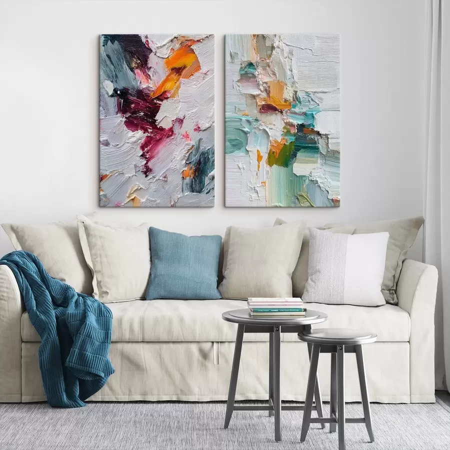 Obraz Kolorowa abstrakcja z grubymi pociągnięciami pędzla w nowoczesnym stylu m01098