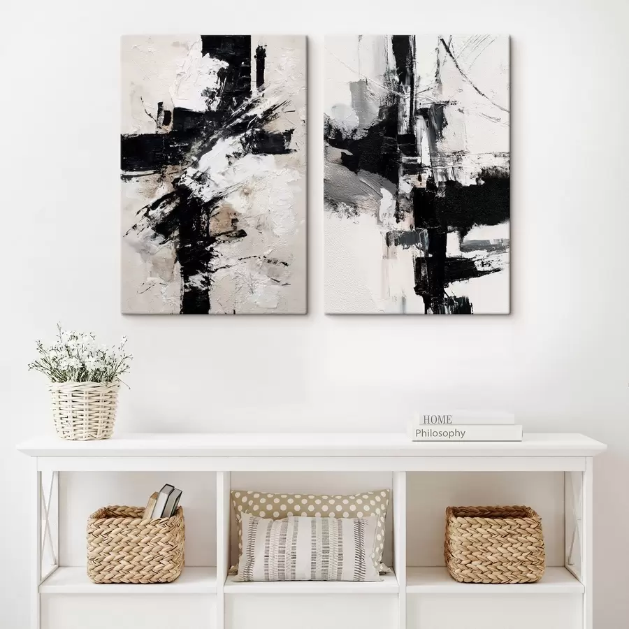 Obraz Minimalistyczna kompozycja z dynamicznymi akcentami i imitacją reliefowej faktury m01151