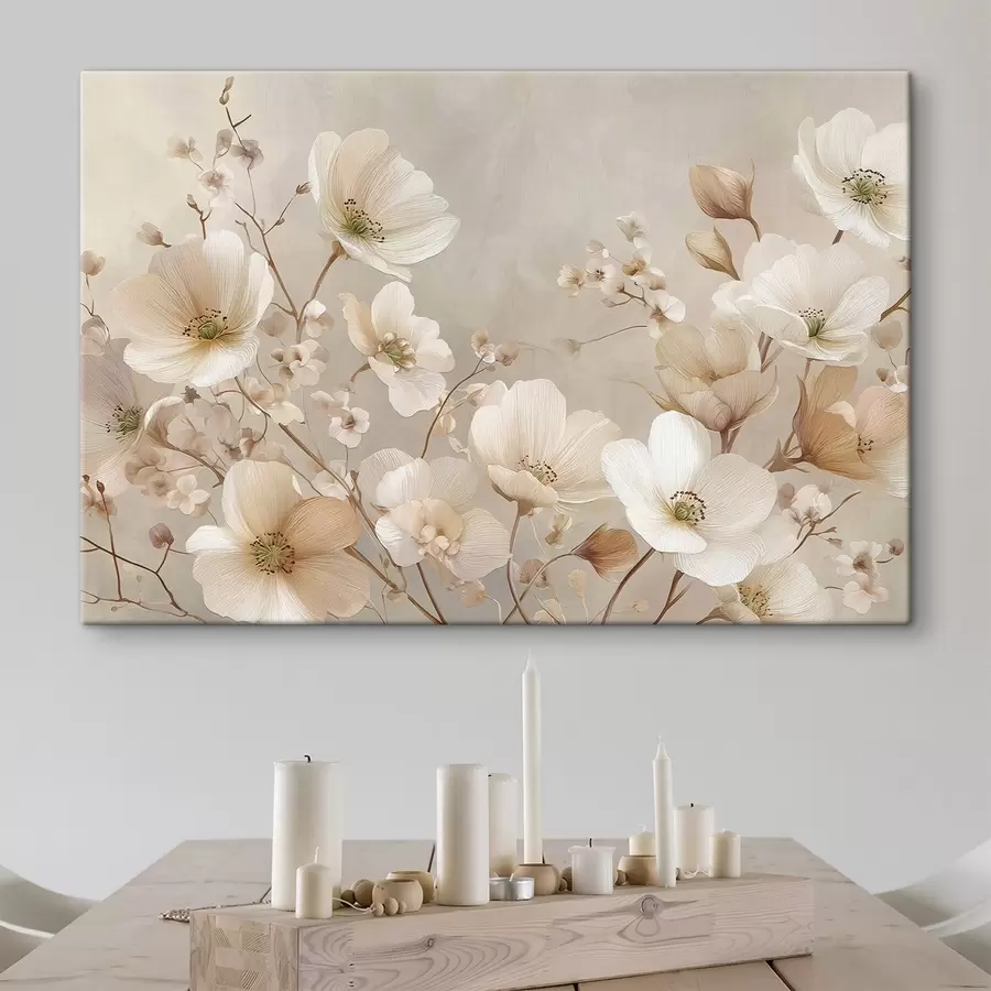 Obraz Duże kwiaty na jasnym tle s47650