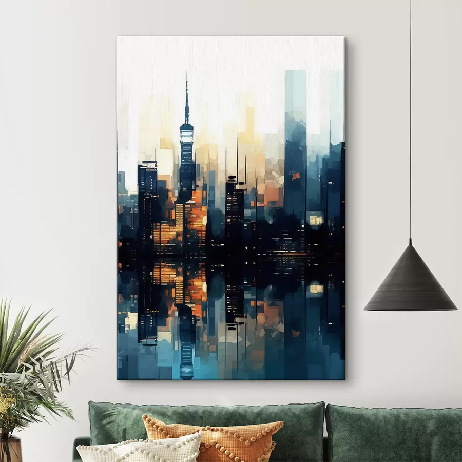 Obraz Wieczorny zachód słońca w dużym mieście s47677