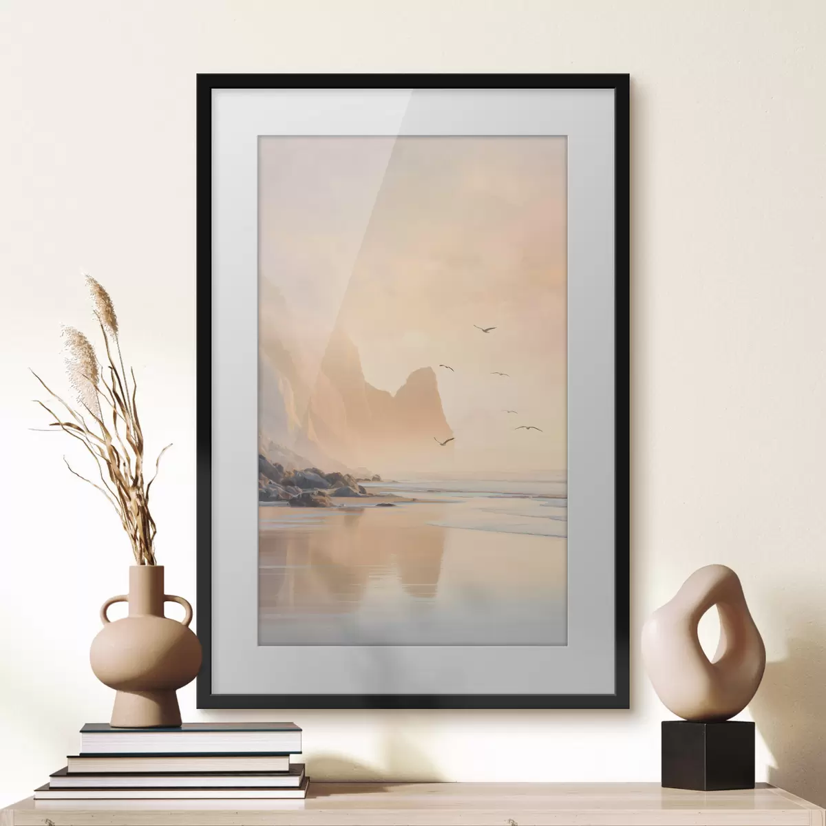 Plakat ocean o świcie na tle gór f47689