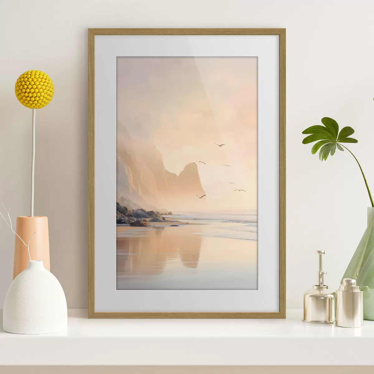 Plakat ocean o świcie na tle gór f47689