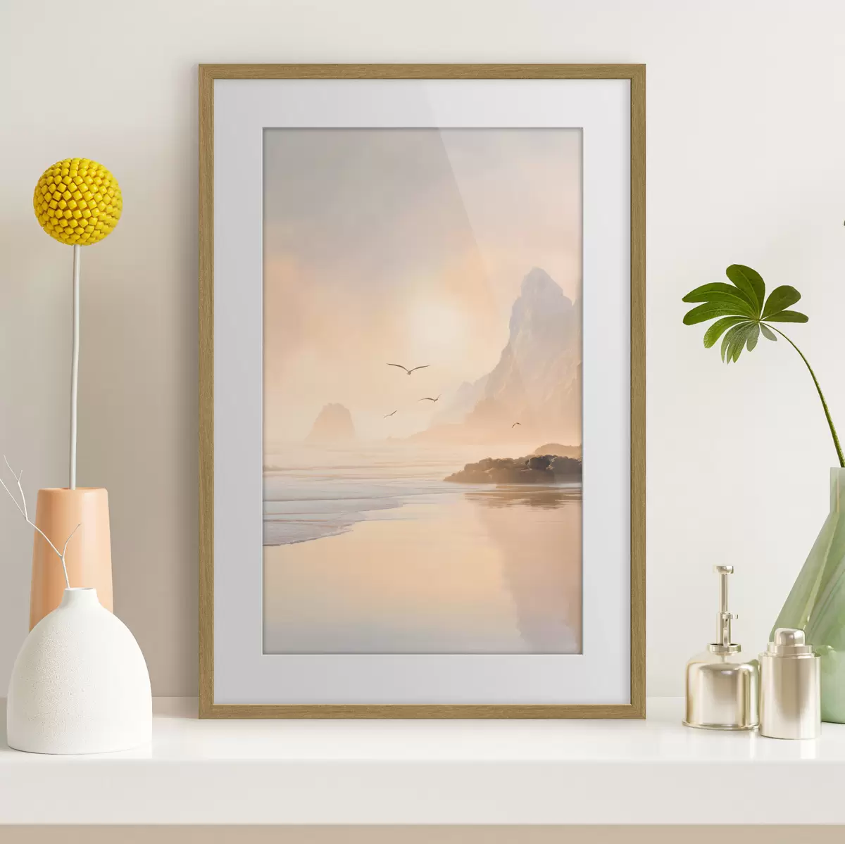 Plakat ocean o świcie na tle gór f47690