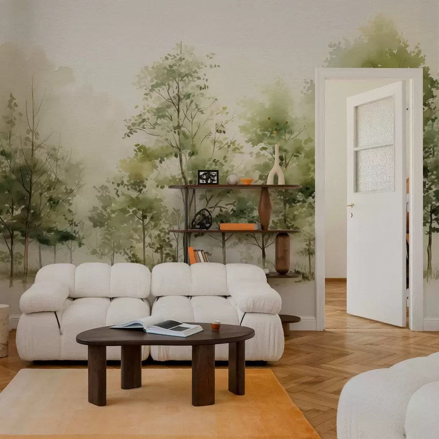 Fototapeta Akwarela las liściasty w05180