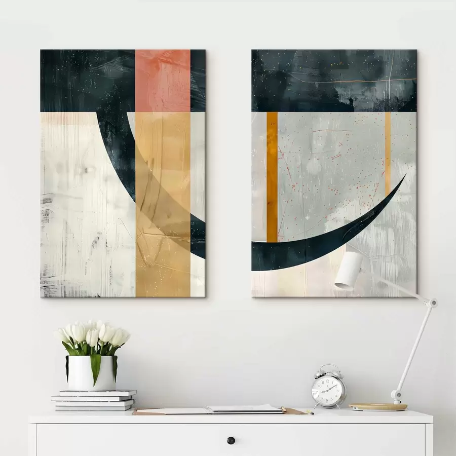 Obraz Geometryczne kształty na postarzanym tle m01285