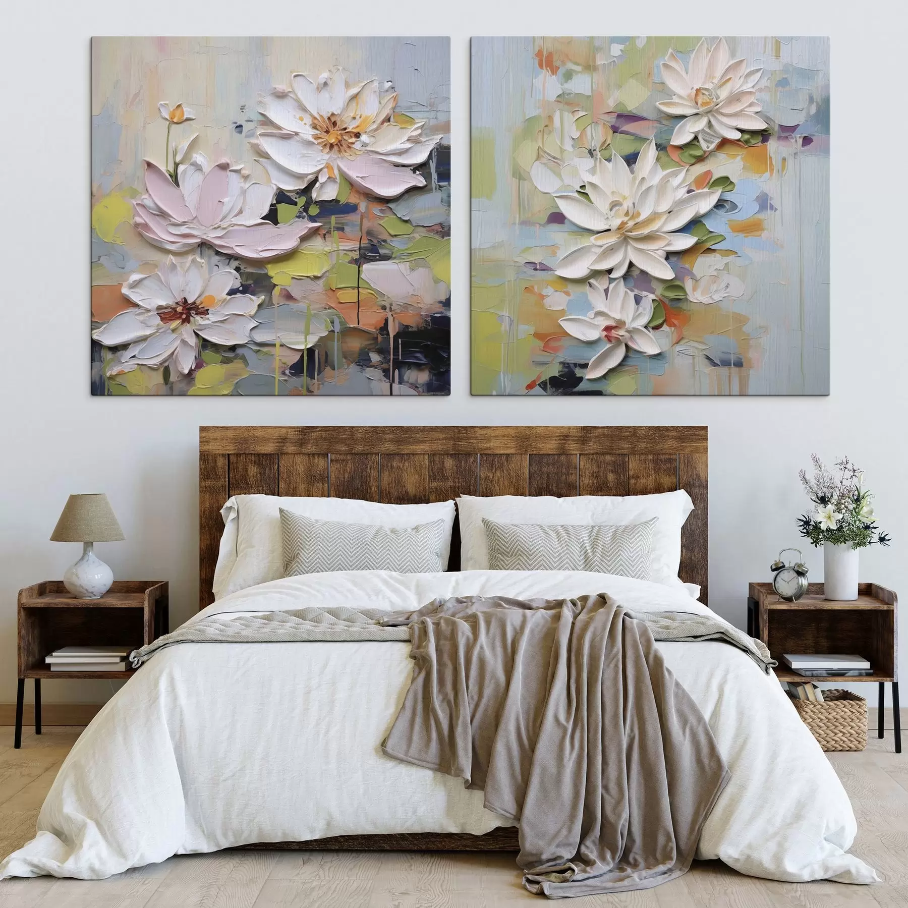 Obraz Abstrakcyjne kwiaty lotosu, imitacja malarstwa m01295