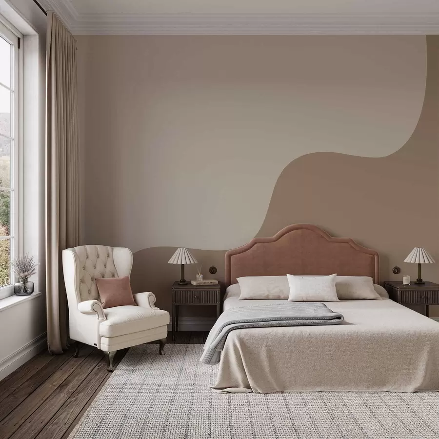 Fototapeta Gładkie abstrakcyjne kształty w jasnych odcieniach beżu i brązu w05097v2