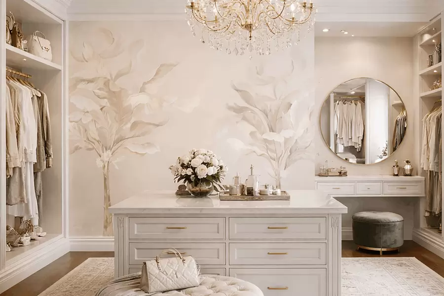 Fototapeta Puszyste rośliny ozdobne w ciepłych kremowych odcieniach w05126