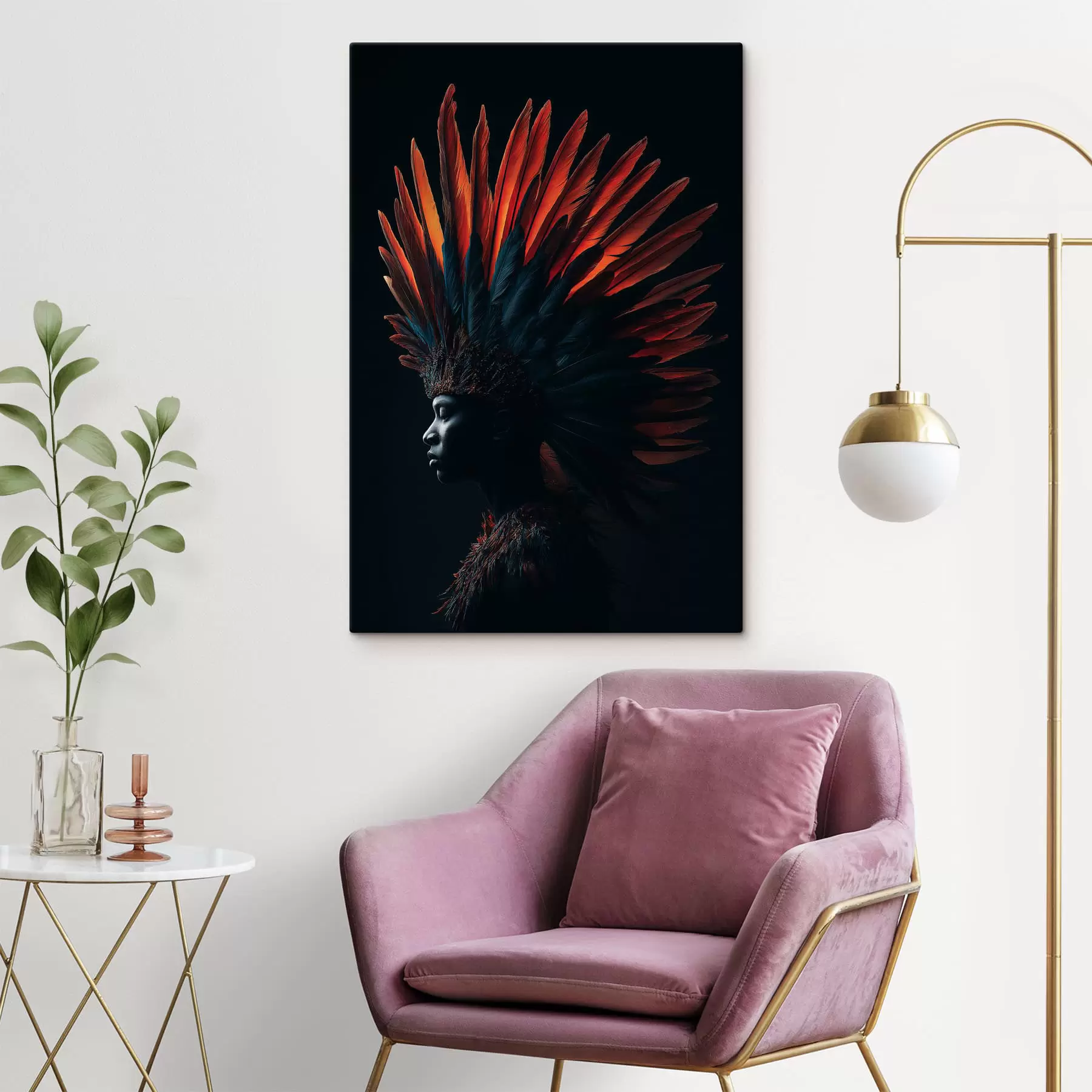 Obraz Portret z piórami s47736