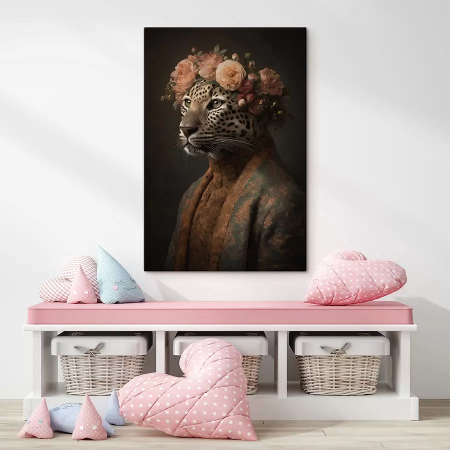 Obraz Lampart z kwiatami s47737