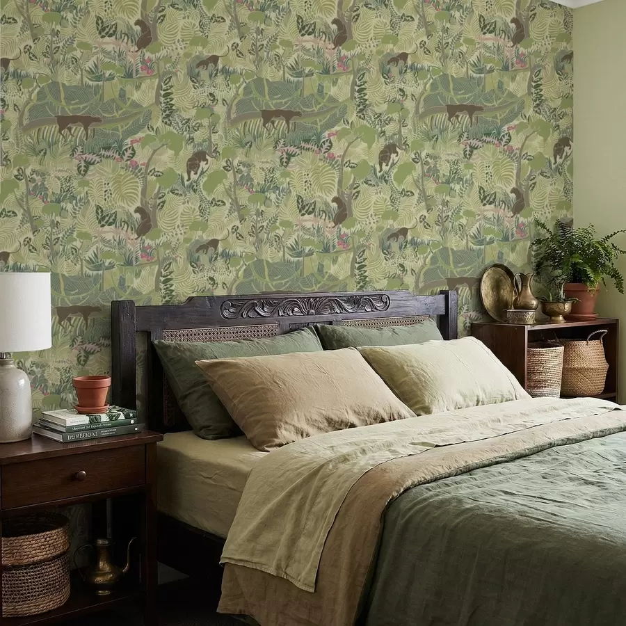 Fototapeta Scena leśna ze zwierzętami i gęstym listowiem a01108