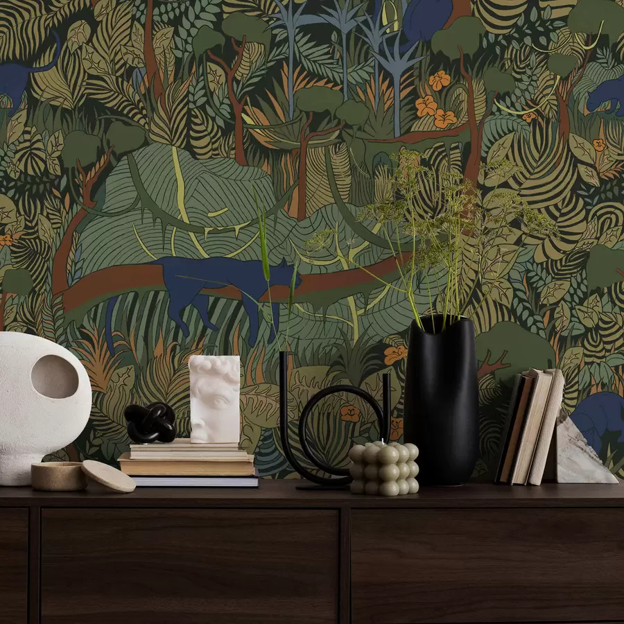 Fototapeta Mroczna scena w lesie ze zwierzętami a01108v1