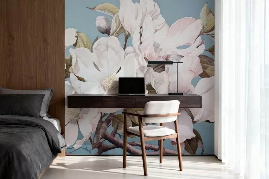 Fototapeta Bujne kwiaty na gałęzi drzewa w05178