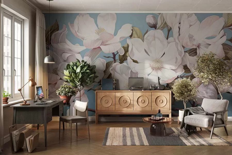 Fototapeta Bujne kwiaty na gałęzi drzewa w05178