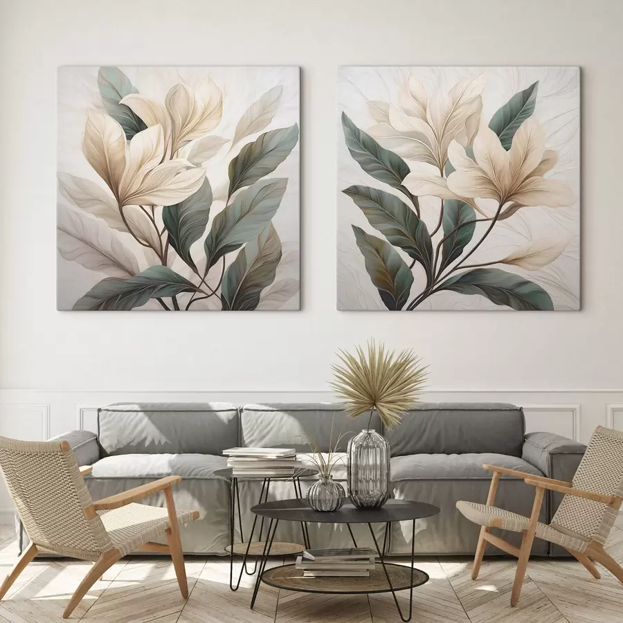 Obraz Kwiaty z liśćmi m01271