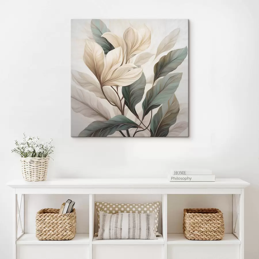 Obraz Kwiaty z liśćmi s47668