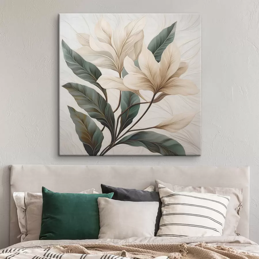 Obraz Kwiaty z liśćmi s47669