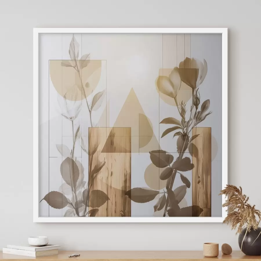 Fototapeta Abstrakcja z kwiatami i geometrycznymi kształtami f47655