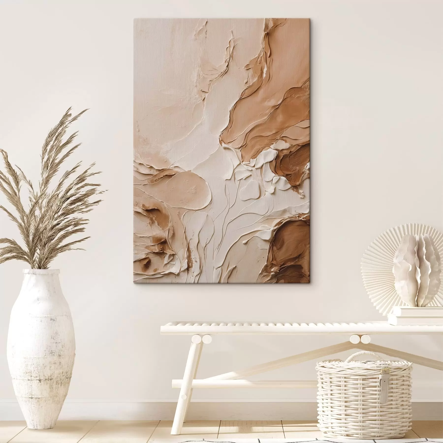 Obraz Beżowe pociągnięcia o gładkich liniach s47274