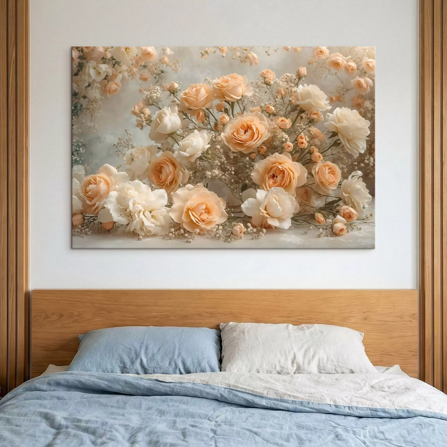 Obraz Delikatne kremowe róże w dużej kompozycji s47279