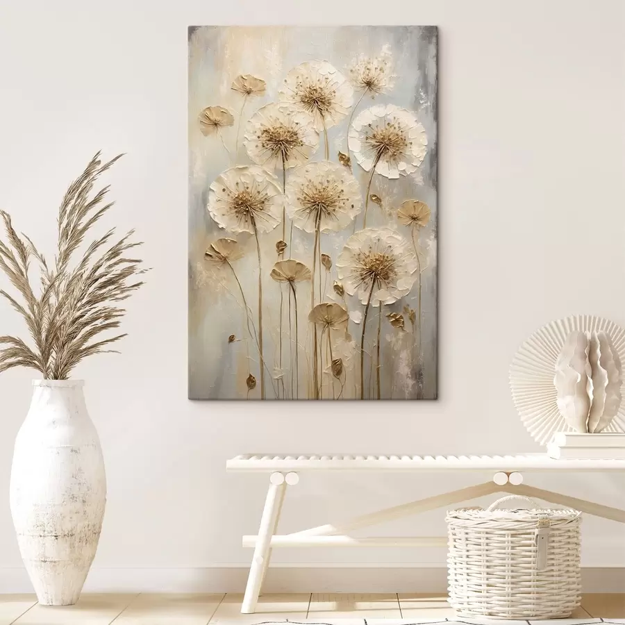 Obraz Wysokie kremowe kwiaty na jasnym tle s47282