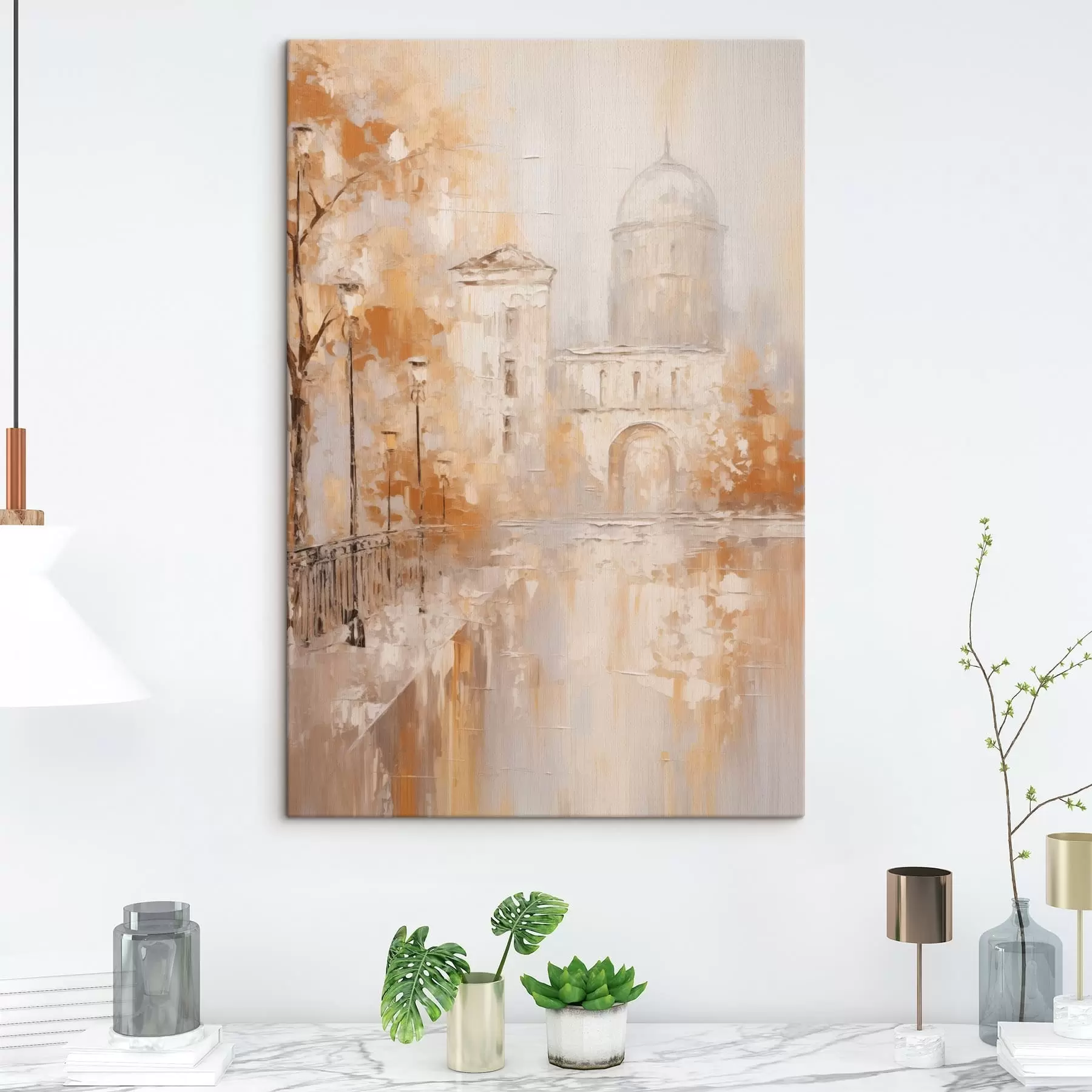 Obraz Scena miejska z łukiem w ciepłych barwach s47303