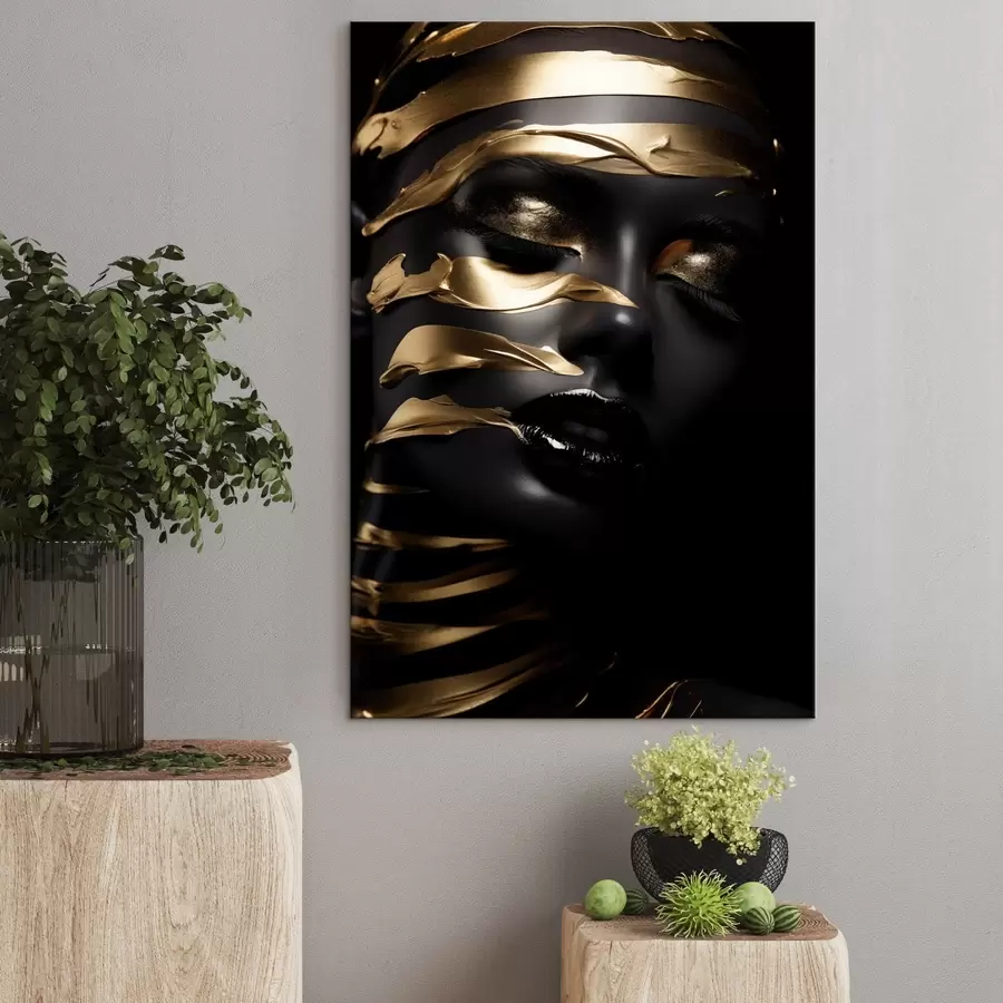 Obraz Twarz z czarnymi paskami s47320