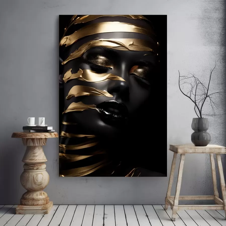 Obraz Twarz o ciemnym odcieniu i paskach s47321