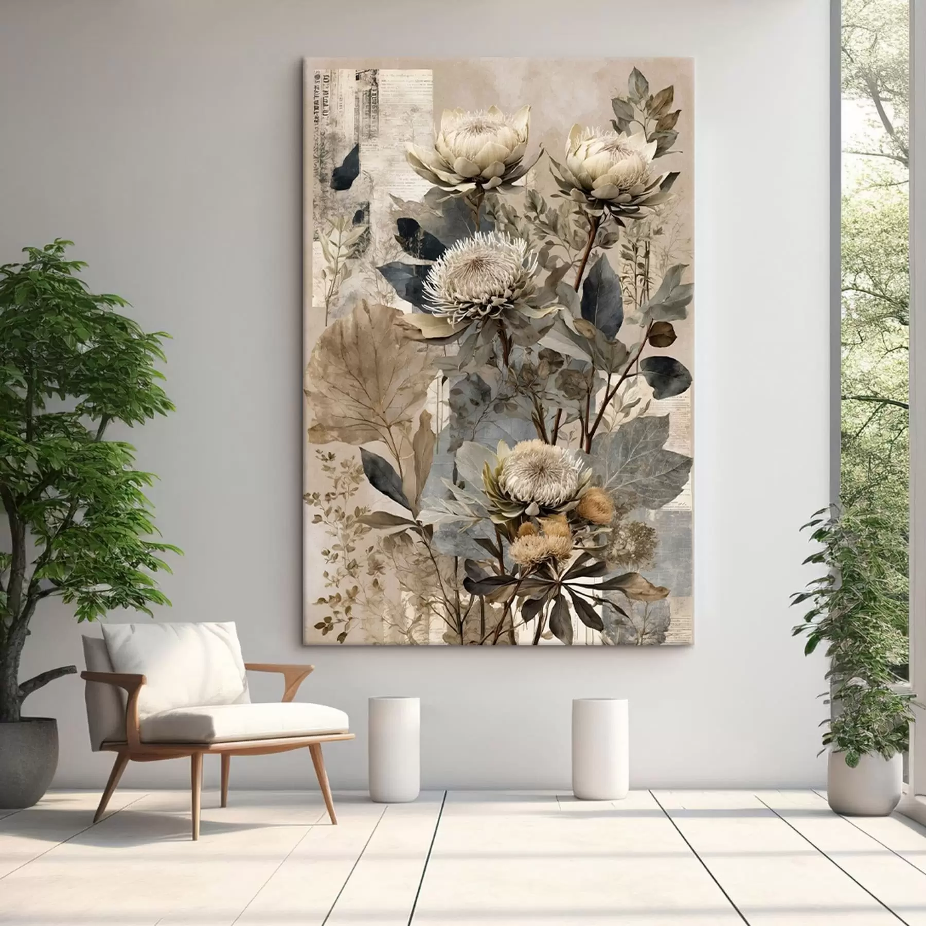 Obraz Kompozycja botaniczna w stonowanej palecie barw s47755