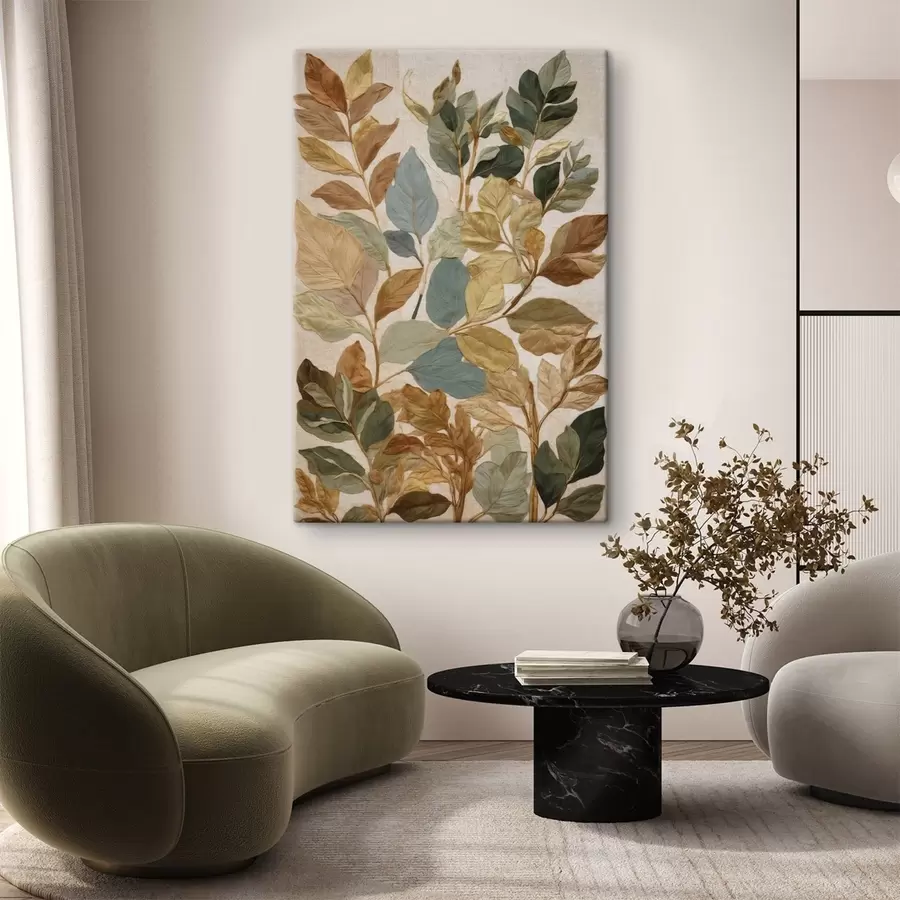 Obraz Ozdobne liście w ciepłej, naturalnej palecie barw s47759