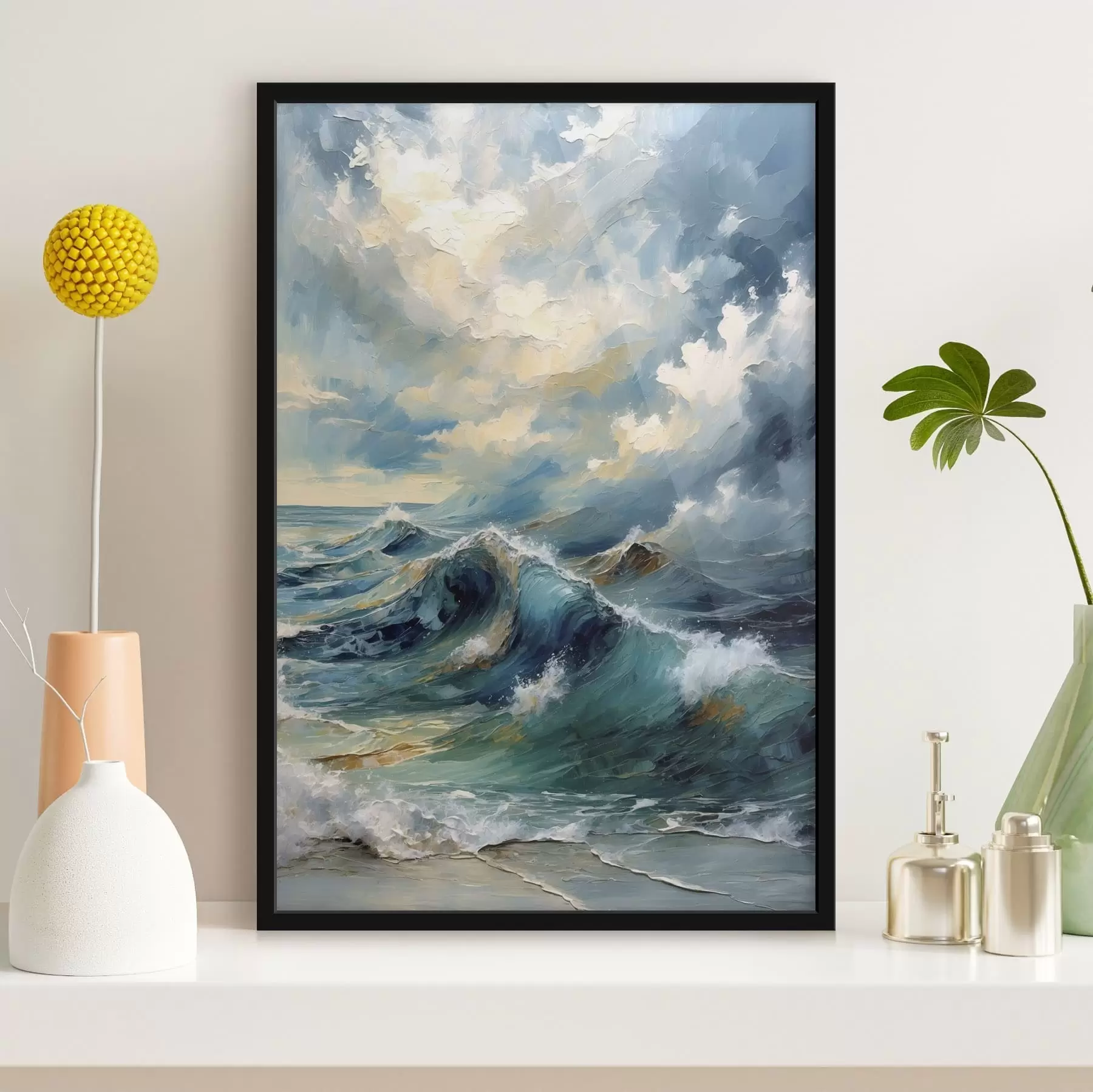 Fototapeta Fale morskie pod jasnym, zachmurzonym niebem f47275