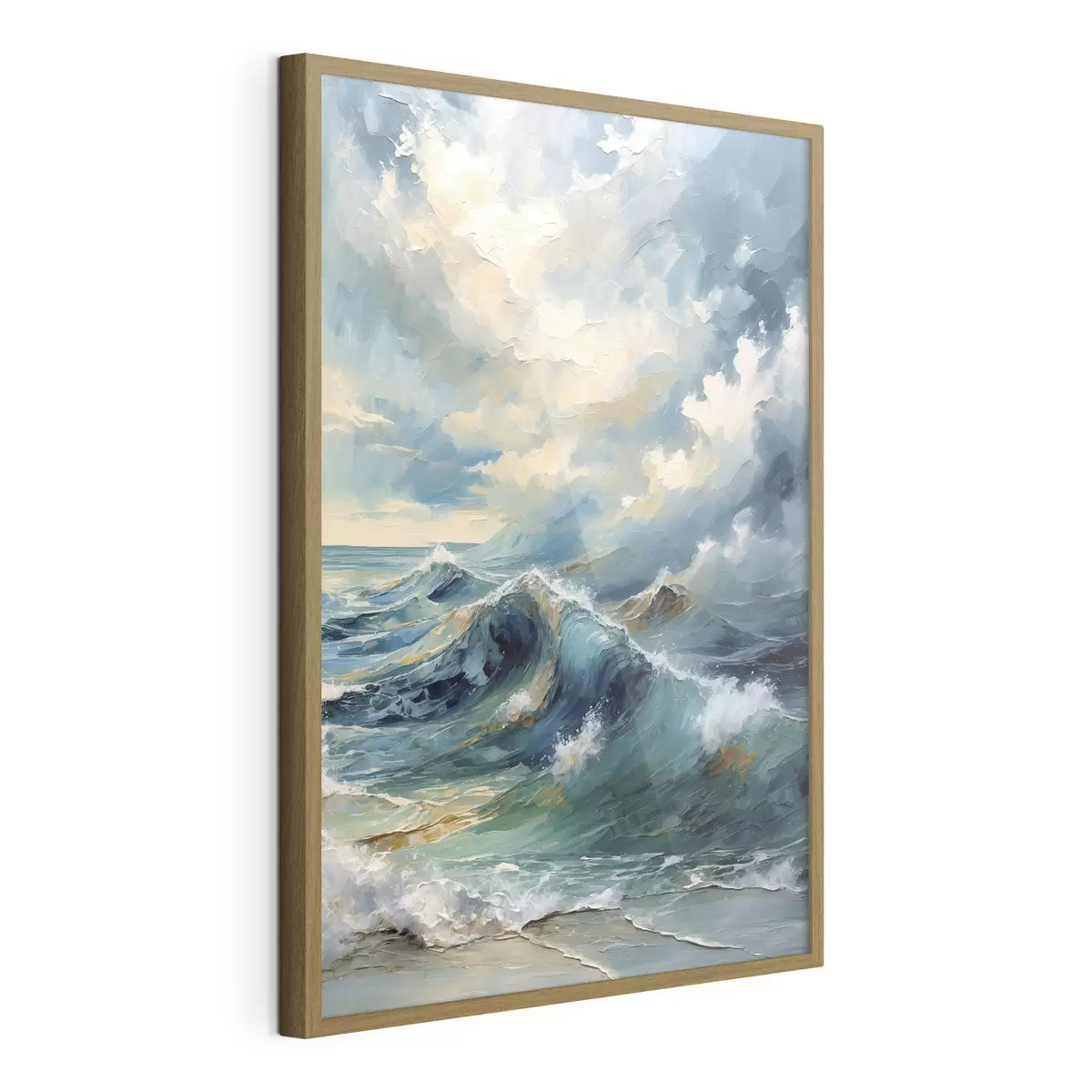 Plakat Fale morskie pod jasnym, zachmurzonym niebem f47275