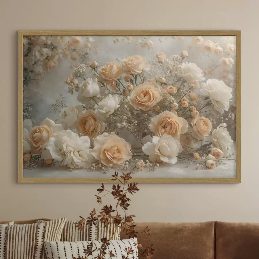 Fototapeta Delikatne kremowe róże w dużej kompozycji f47279