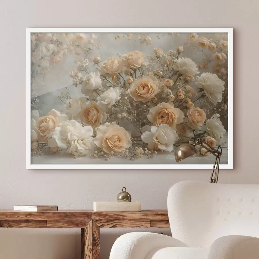 Fototapeta Delikatne kremowe róże w dużej kompozycji f47279