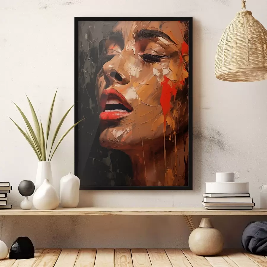 Fototapeta Portret kobiety w ciepłych barwach i odcieniach czerwieni f47294