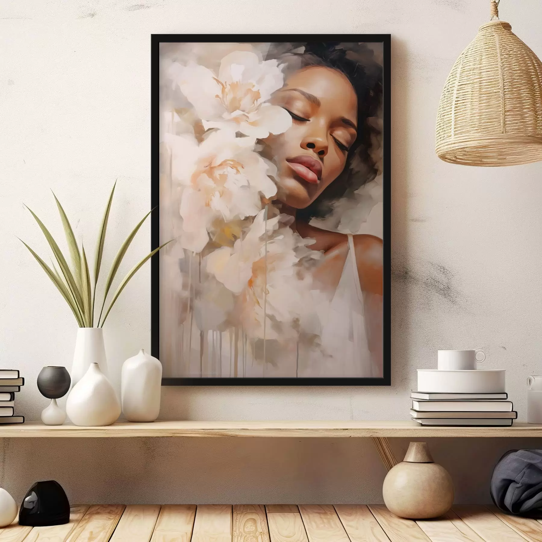 Fototapeta Portret kobiety obok dużych kwiatów f47307