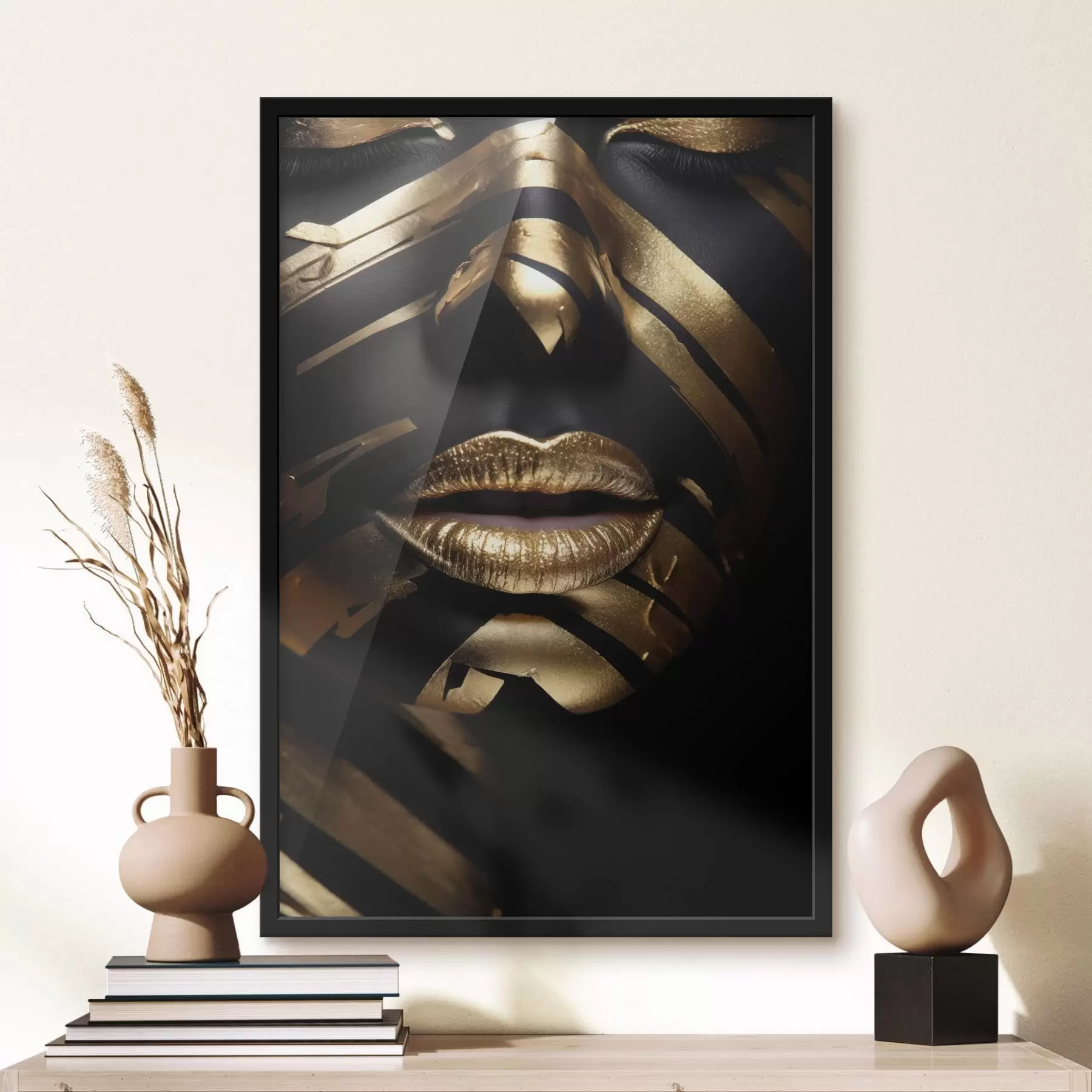 Fototapeta Twarz z czarnymi paskami f47320