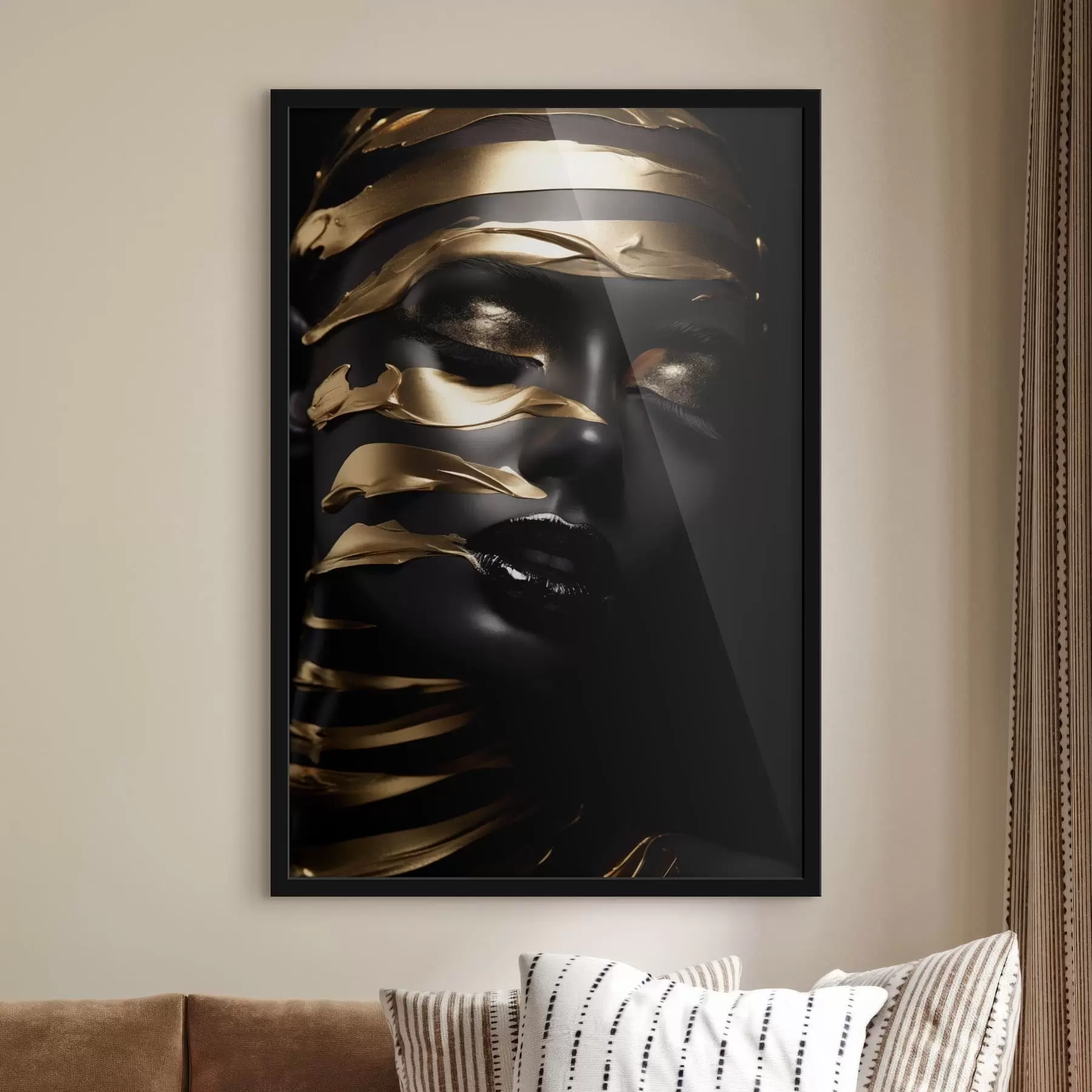 Fototapeta Twarz o ciemnym odcieniu i paskach f47321