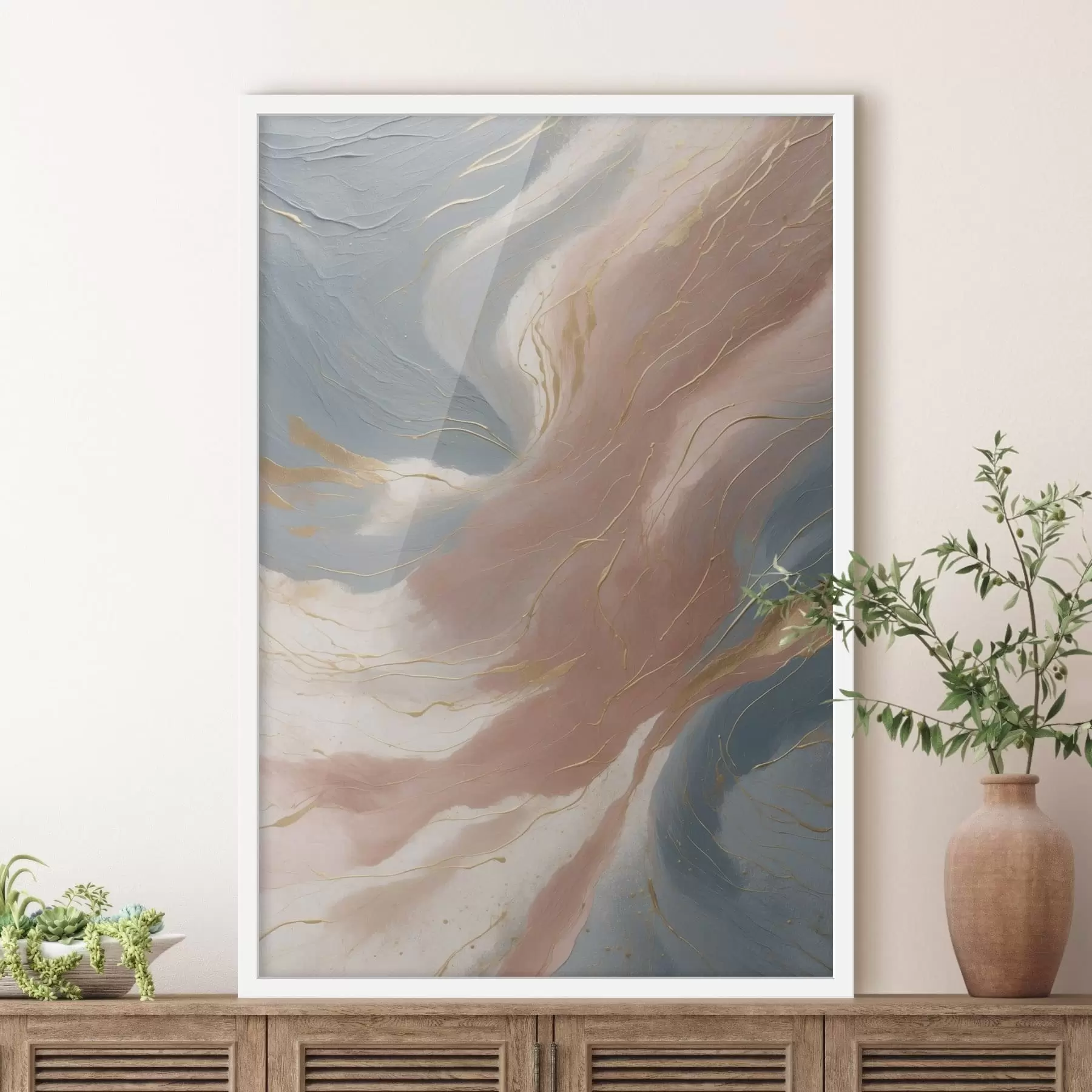 Fototapeta Abstrakcyjne fale w delikatnych odcieniach niebieskiego i różowego f47753