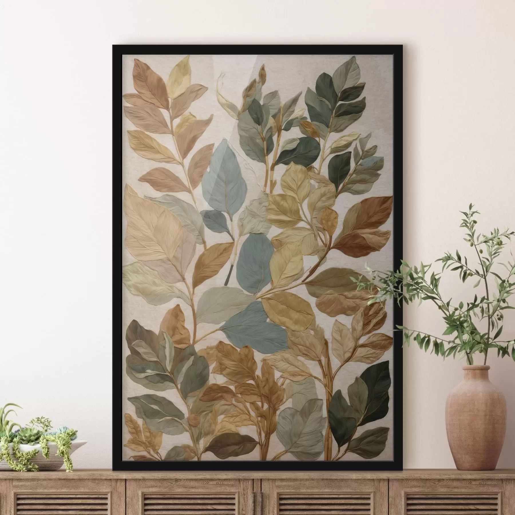 Fototapeta Ozdobne liście w ciepłej, naturalnej palecie barw f47759