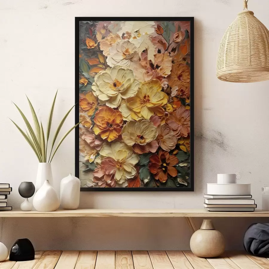 Fototapeta Bujna kompozycja z żywych kwiatów w ciepłych odcieniach f47760