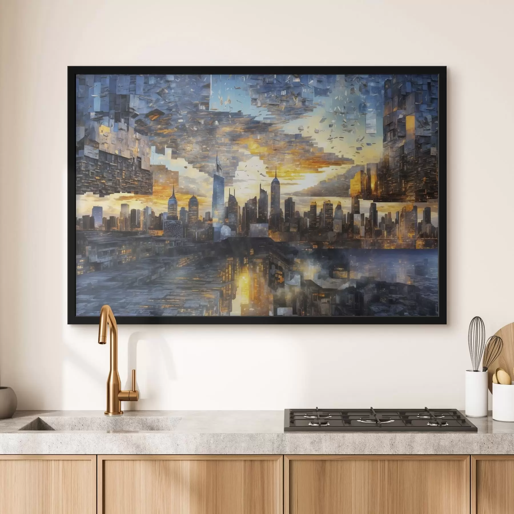 Fototapeta Fantastyczny pejzaż miejski z fragmentarycznym niebem f47768