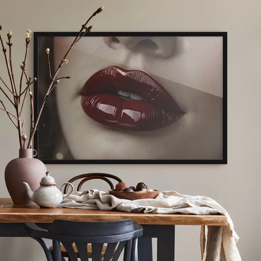 Fototapeta Bardzo zbliżony widok błyszczących czerwonych ust f47772