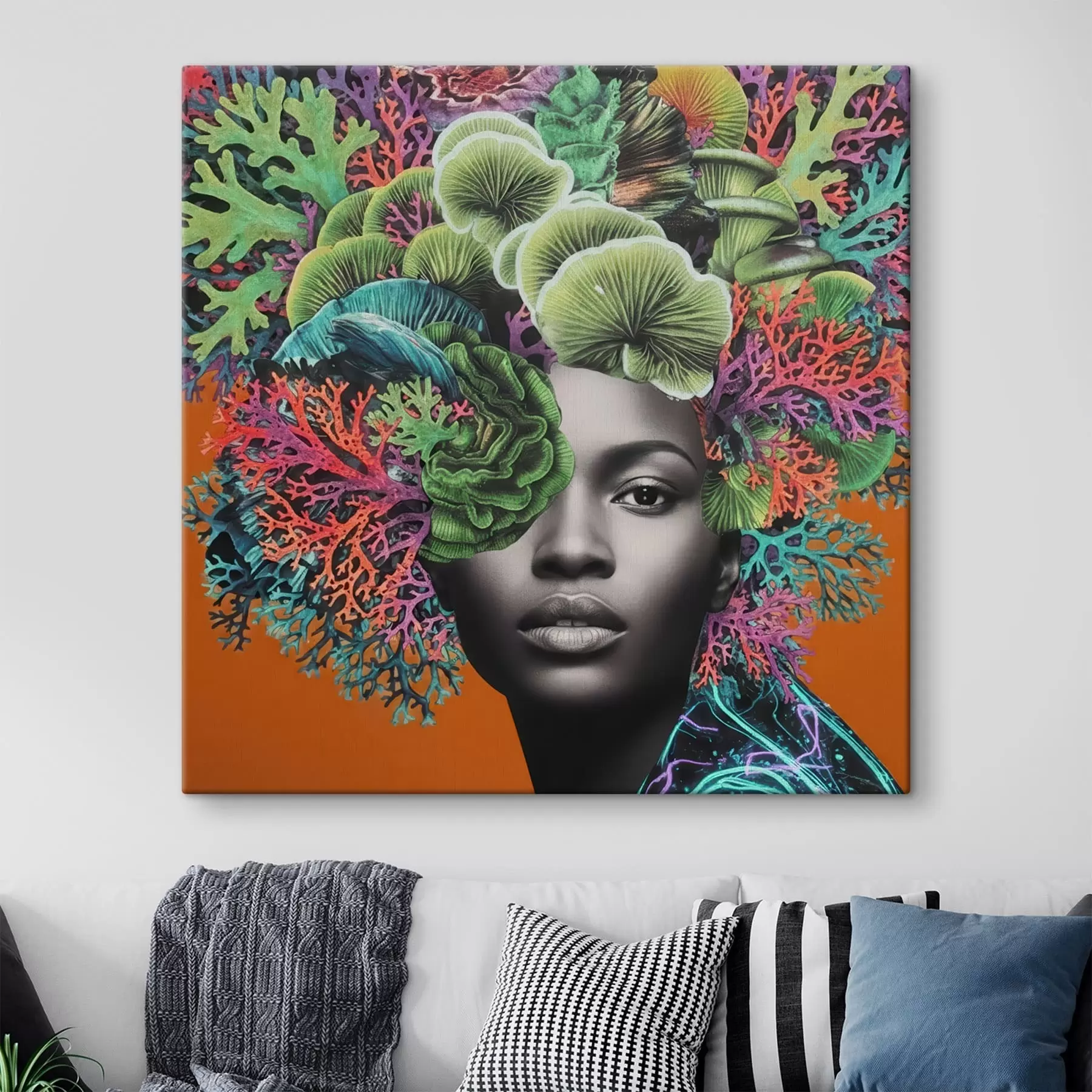 Obraz Psychodeliczny portret z grzybami s47787