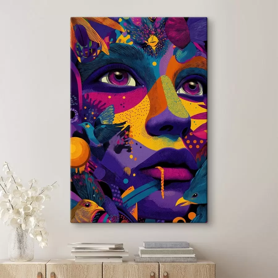 Obraz Psychodeliczny portret z ptakami s47790