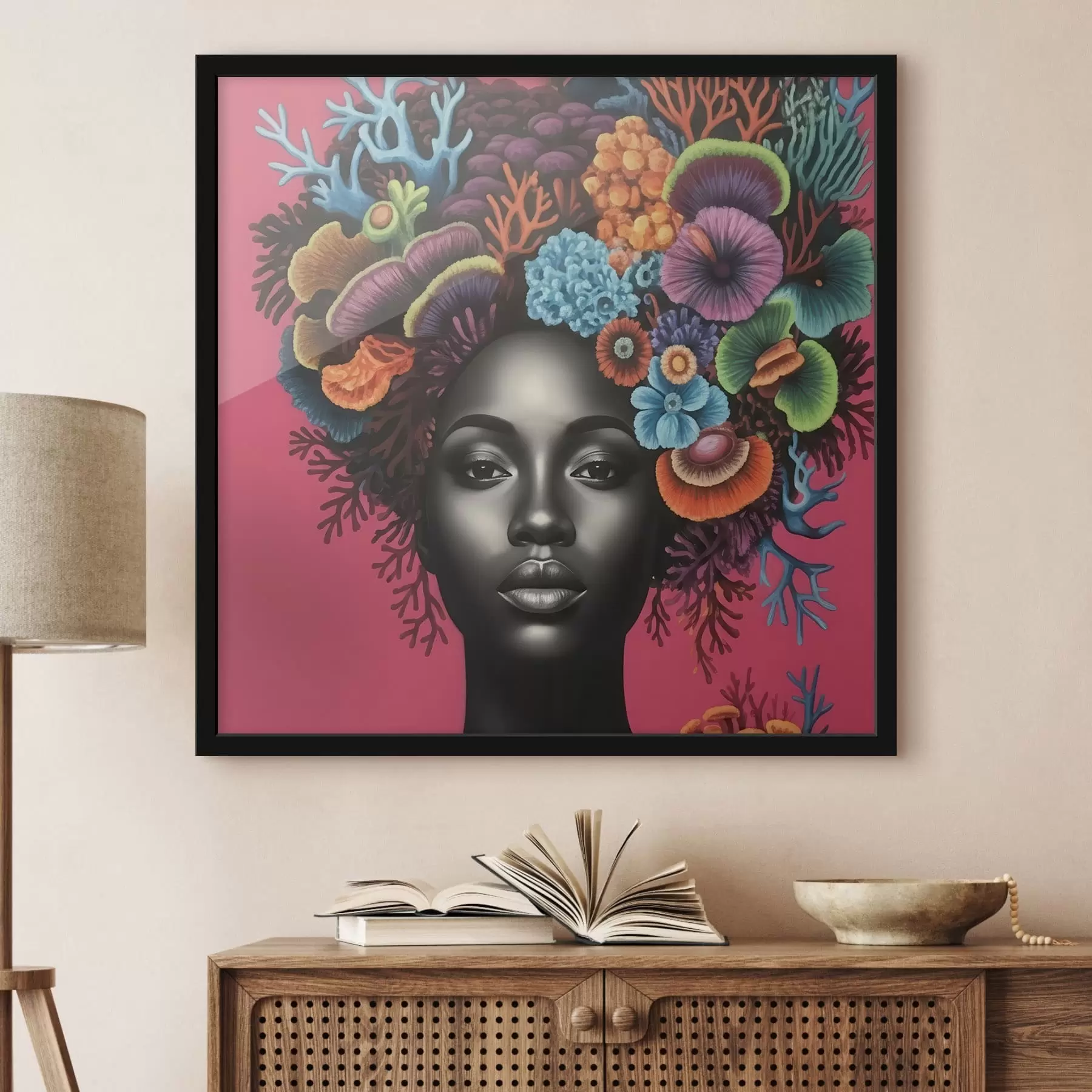 Fototapeta Psychodeliczny portret kobiety z grzybami f47786