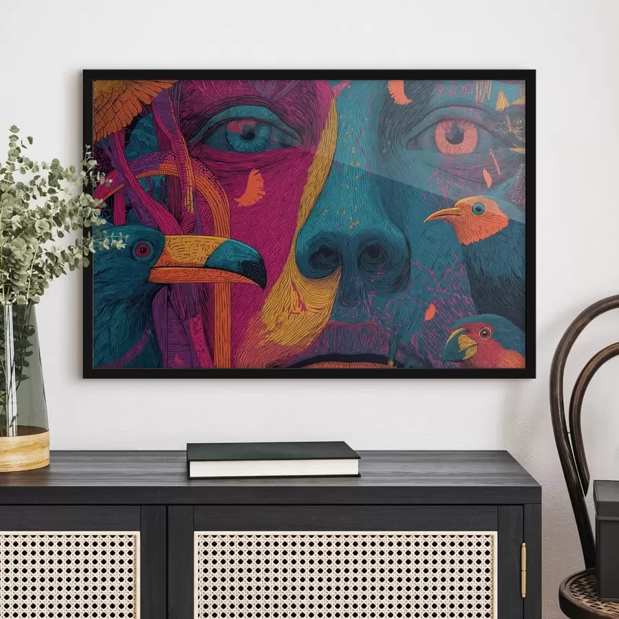 Fototapeta Psychodeliczny portret z ptakami f47789