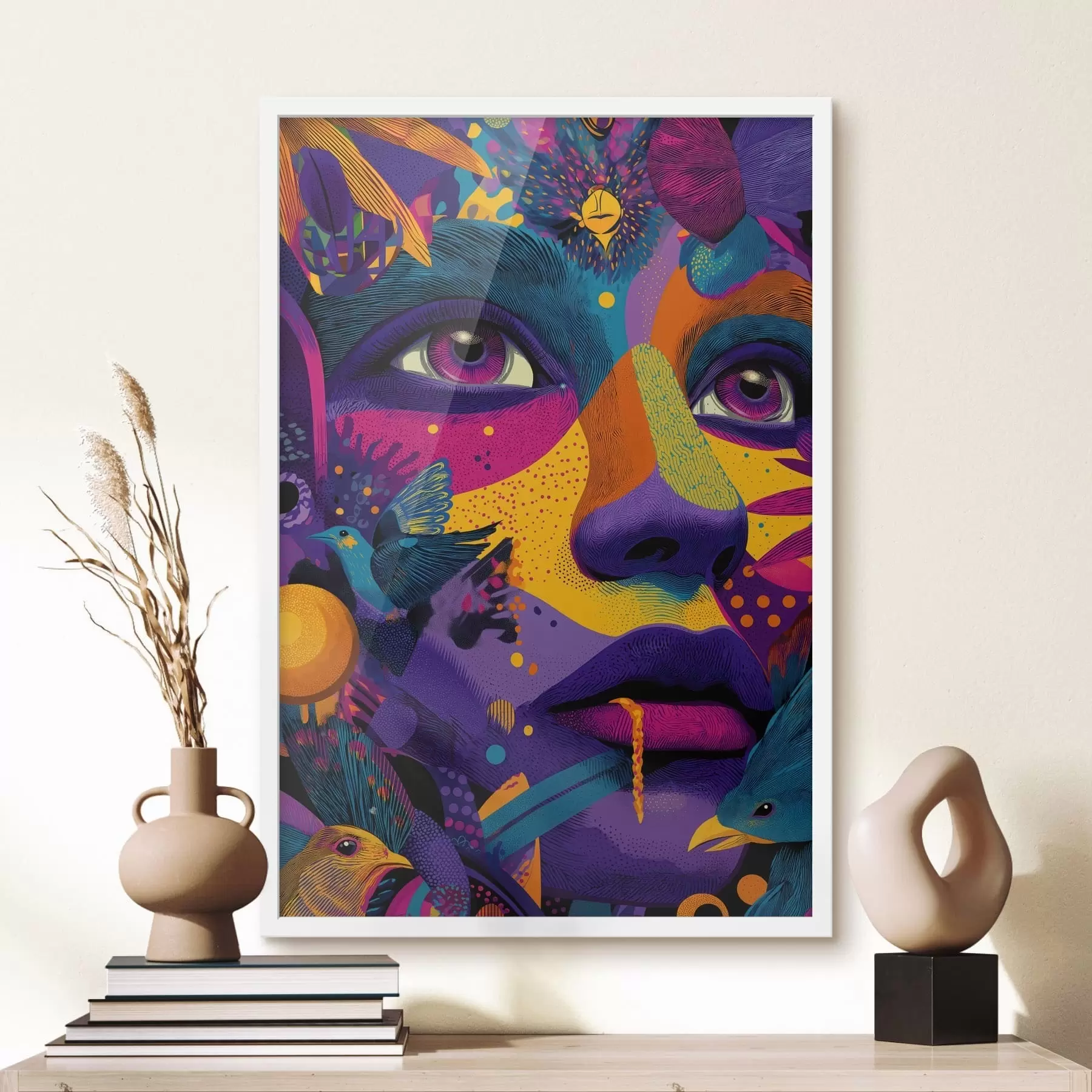 Fototapeta Psychodeliczny portret z ptakami f47790