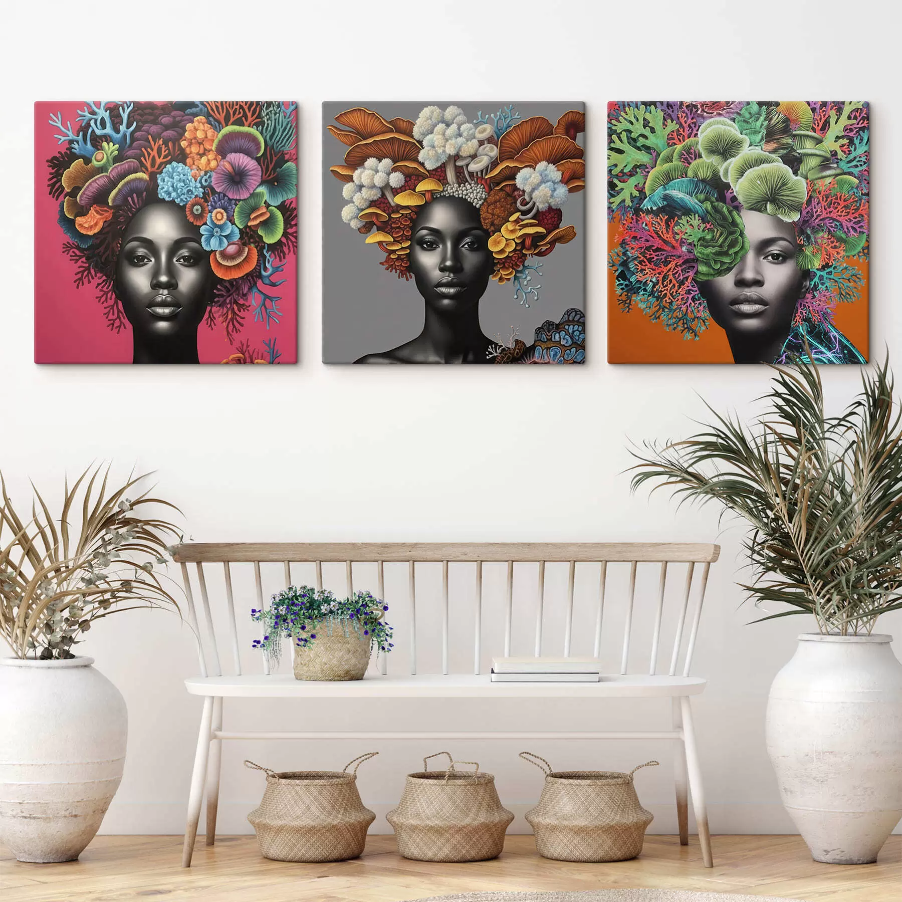 Obraz Psychodeliczny portret kobiety z grzybami m01308