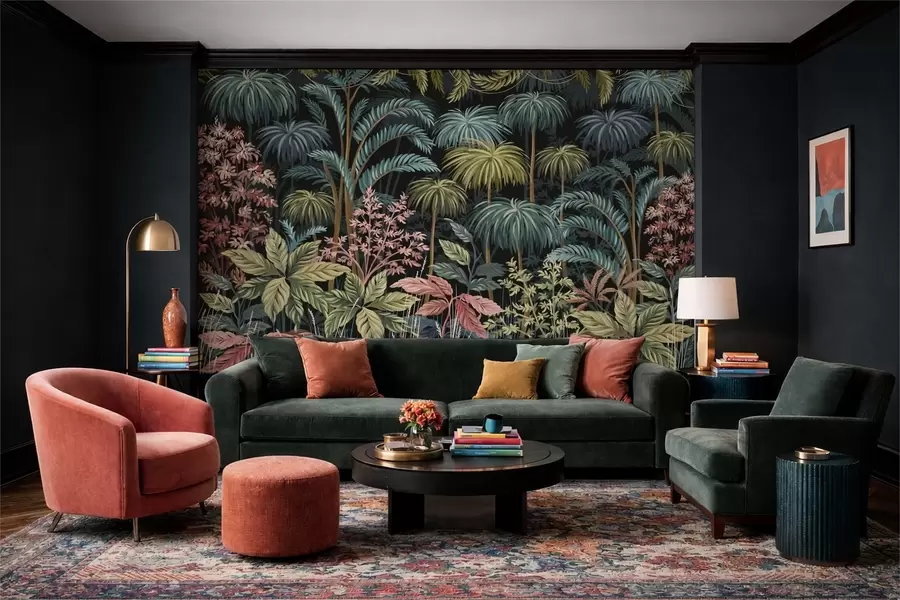 Fototapeta Gęsta tropikalna roślinność z dużymi liśćmi w05116